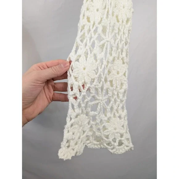 Altar'd State Floral Fairy Crochet Shrug Size M Ivory Long Sleeve Boho Festival - Picture 4 of 8